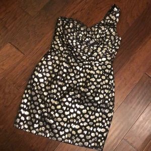 Gianni Bini Black and Gold One-Shoulder Sequin Cocktail Dress